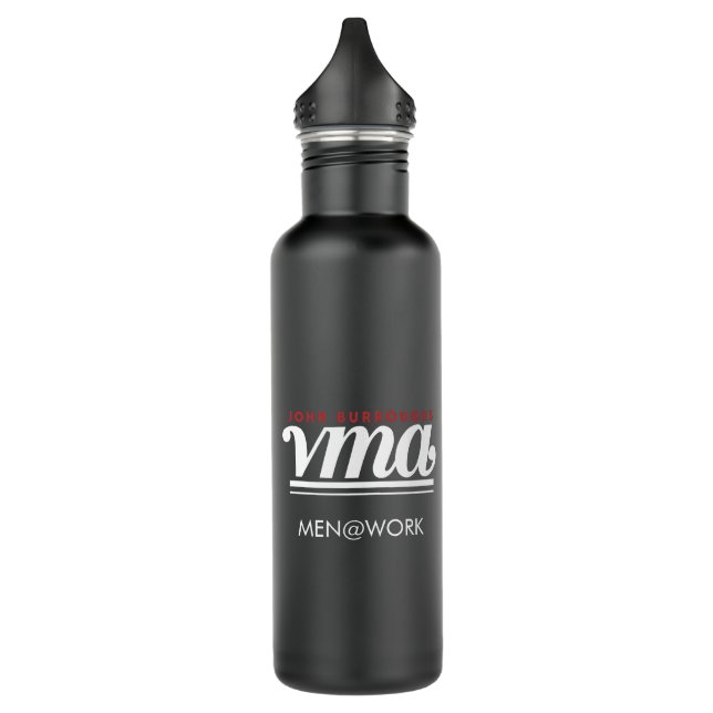 JBHS VMA Black with White Logo Customizable Stainless Steel Water Bottle (Left)