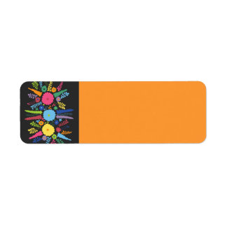 jc08 MEXICAN COLORFUL FLOWERS ARRANGEMENT BLACK BA Label