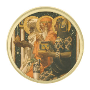 JC Leyendecker Three Wise Men Vintage Christmas Gold Finish Lapel Pin