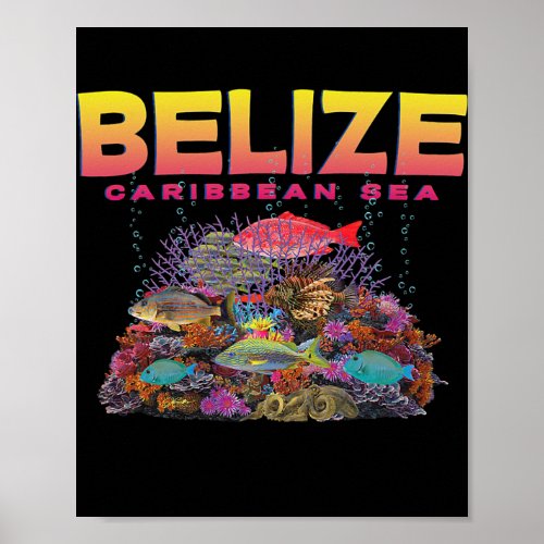 JCombs Belize Reef Coral Fish  Poster