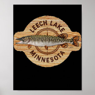 JCombs Leech Lake Minnesota Northern Pike Fishing Poster