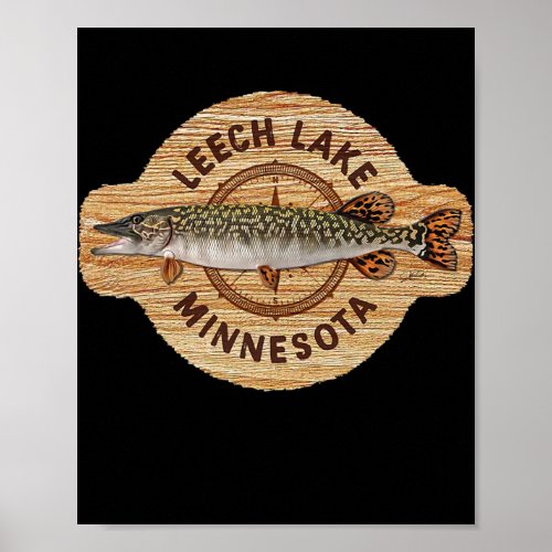 JCombs Leech Lake Minnesota Northern Pike Fishing Poster