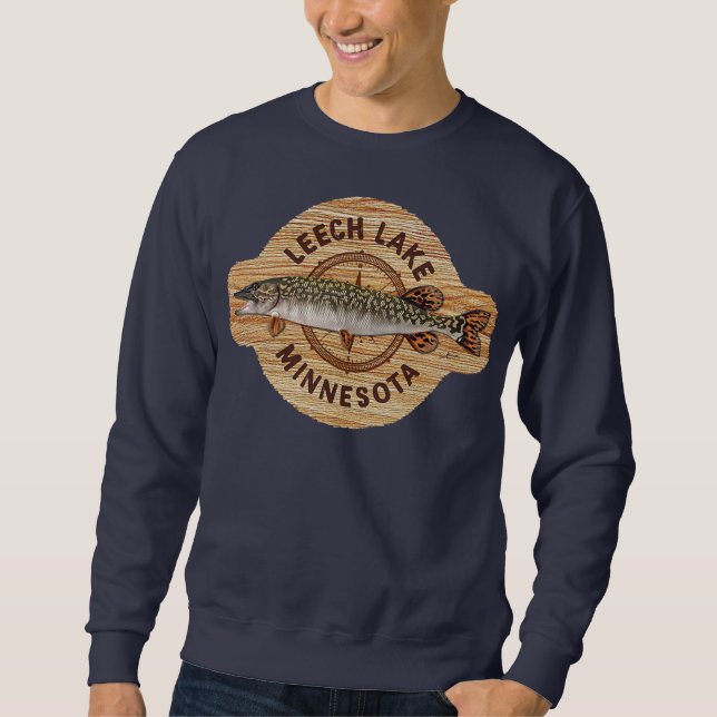 JCombs Leech Lake Minnesota Northern Pike Fishing Sweatshirt (Front)