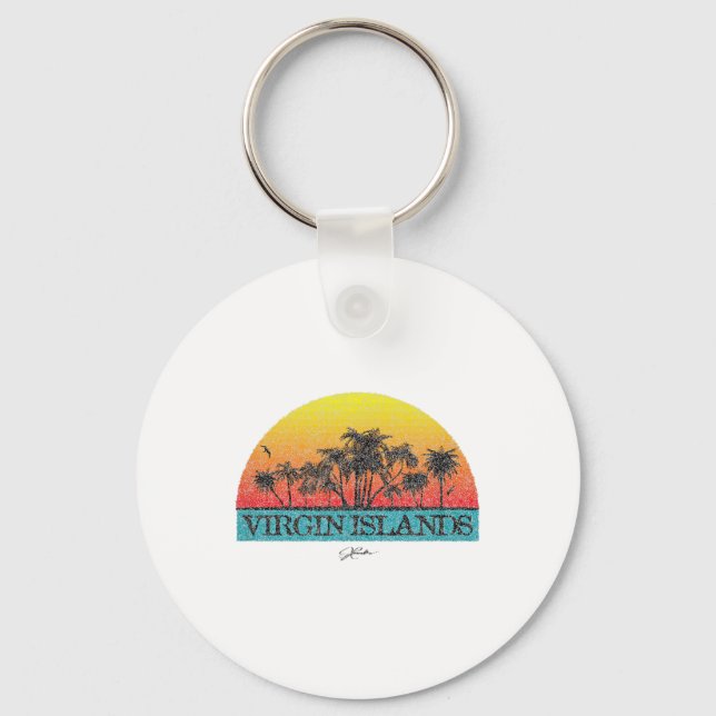 Jcombs_ Virgin Islands Sun With Palm Trees _1  Keychain (Front)