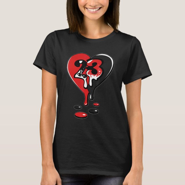 JD 4 Red Thunder 23 Drip Heart Red Thunder 4s Matc T-Shirt (Front)