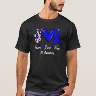 JD Awareness Peace Love Hope Blue Ribbon T-Shirt