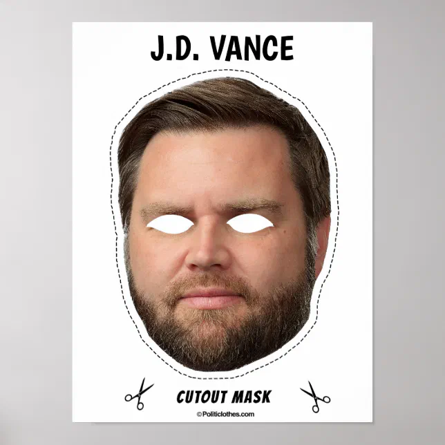 JD Vance Halloween Mask Poster | Zazzle