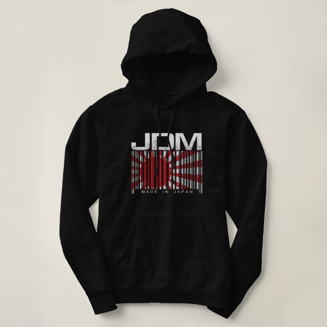 JDM Bar code Made in Japan Motorsport Mens Hoodie (Design Front)
