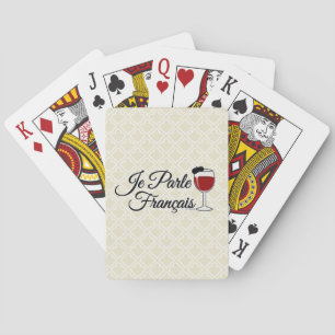 Je Parle Francais I speak French wine glass beret Poker Cards