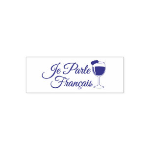 Je Parle Francais I speak French wine glass beret Self-inking Stamp
