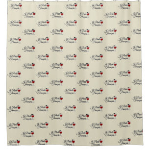 Je Parle Francais I speak French wine glass beret Shower Curtain