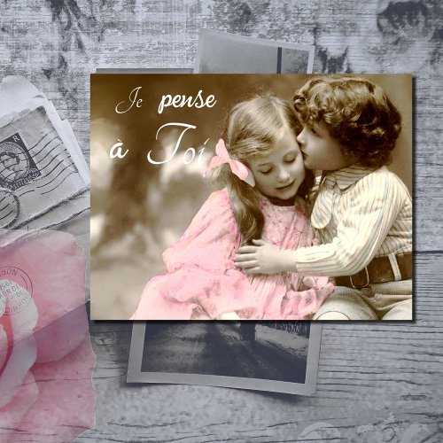  Je pense  a Toi _ vintage love Postcard