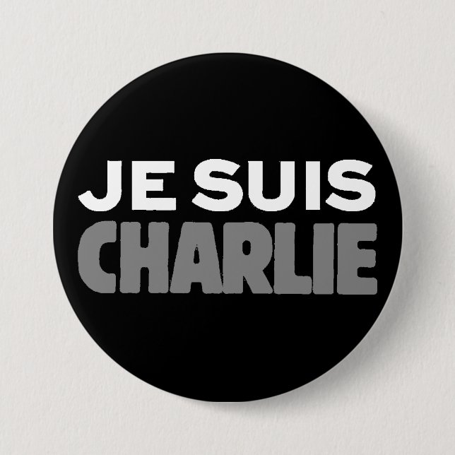 Je Suis Charlie - I am Charlie Black Pinback Button (Front)