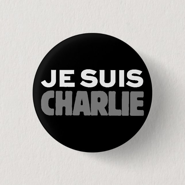 Je Suis Charlie - I am Charlie Black Pinback Button (Front)