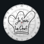 Je Suis Le Chef Dartboard<br><div class="desc">Chef's hat, toque blanche, cartoon style with French text.</div>