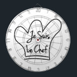 Je Suis Le Chef Dartboard<br><div class="desc">Chef's hat,  toque blanche,  cartoon style with French text.</div>