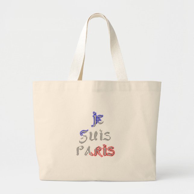 Je Suis Paris Art Print Large Tote Bag (Front)