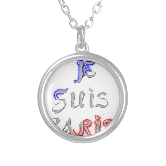 Je Suis Paris Art Print Silver Plated Necklace (Front)