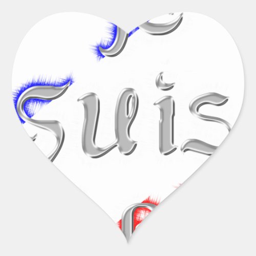 Je Suis Paris Embossed Flag Text  Art Design color Heart Sticker