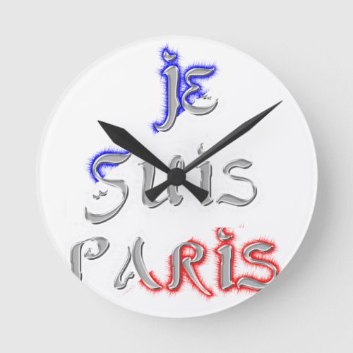 Je Suis Paris I love Paris Round Clock