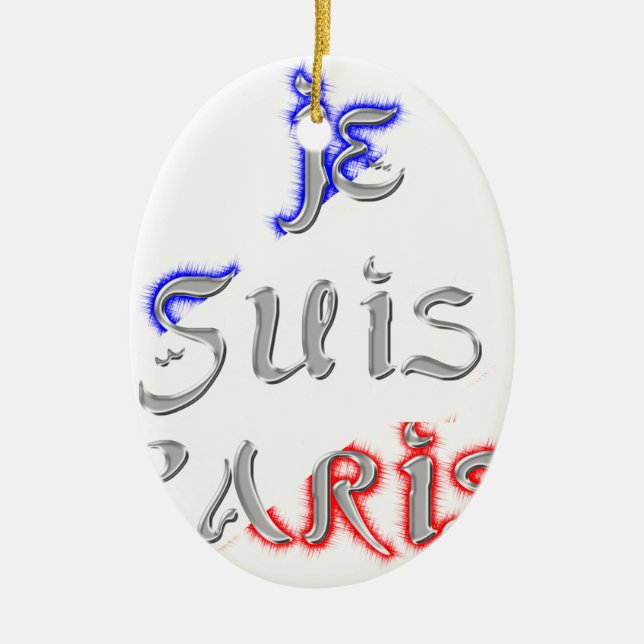 Je Suis Paris I Love Paris Text Art Print Ceramic Ornament (Front)