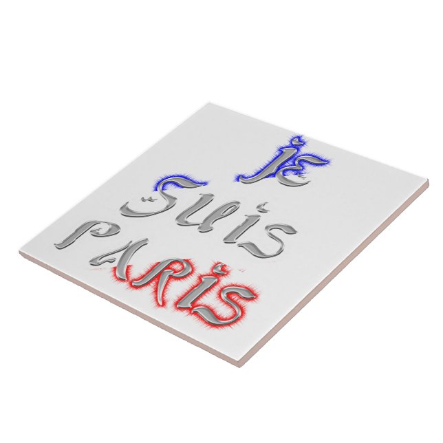 Je Suis Paris I Love Paris Text Art Print Ceramic Tile (Side)