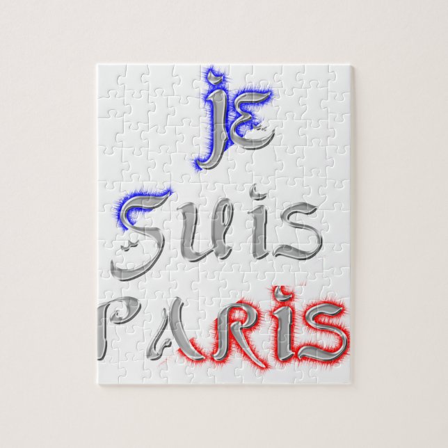 Je Suis Paris I Love Paris Text Art Print Jigsaw Puzzle (Vertical)