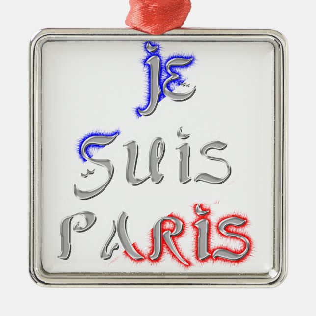 Je Suis Paris I Love Paris Text Art Print Metal Ornament (Front)