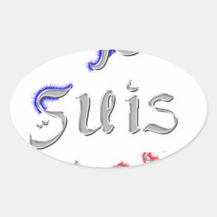 Je Suis Paris I Love Paris Text Art Print Oval Sticker