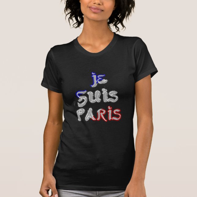 Je Suis Paris I Love Paris Text Art Print T-Shirt (Front)
