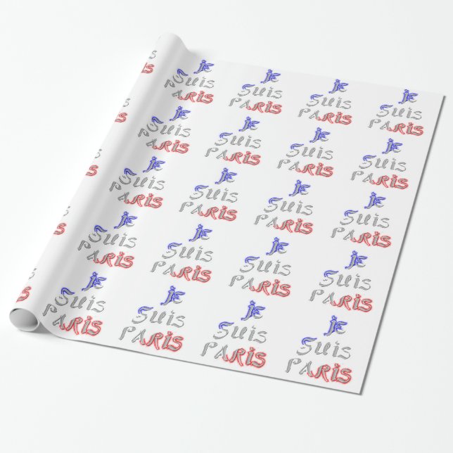 Je Suis Paris I Love Paris Text Art Print Wrapping Paper (Unrolled)