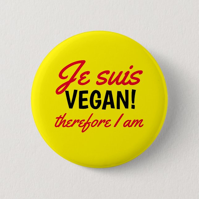 Je Suis Vegan Text Yellow Button (Front)