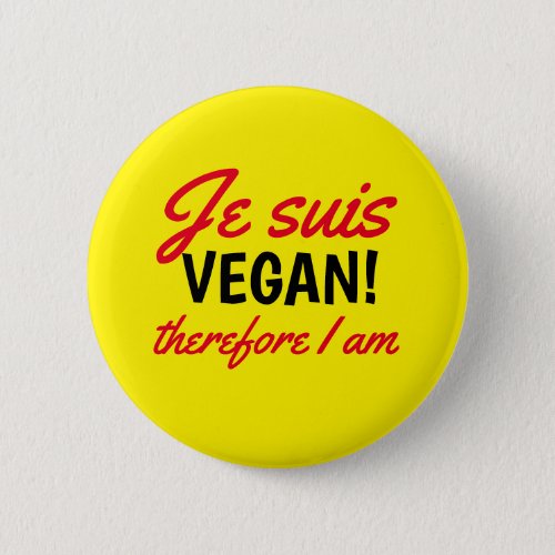 Je Suis Vegan Text Yellow Button