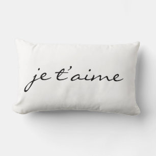 Je t’aime Chic Black & White Lumbar Throw Pillow