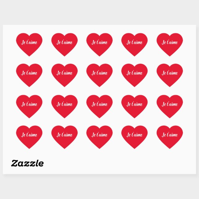 Je t'aime I Love You Cute French Heart Sticker | Zazzle