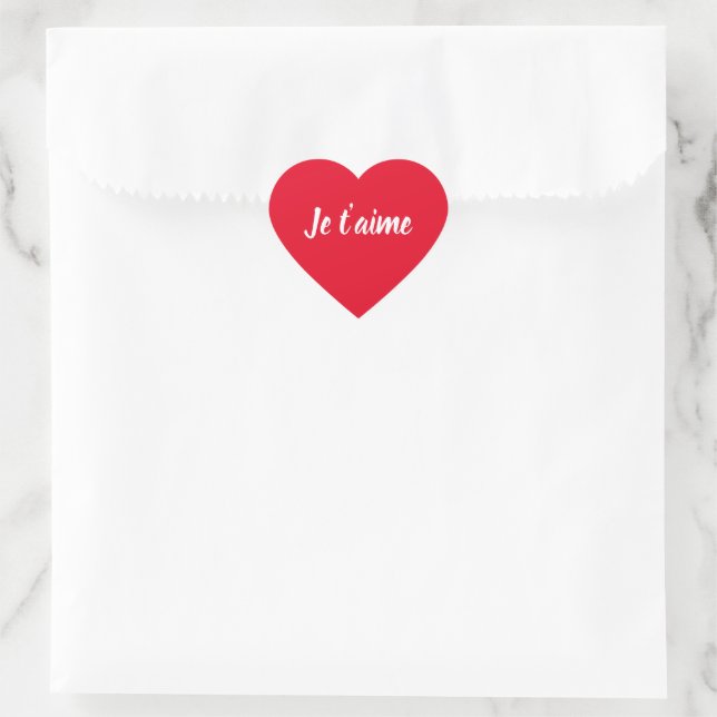 Je t'aime I Love You Cute French Heart Sticker | Zazzle