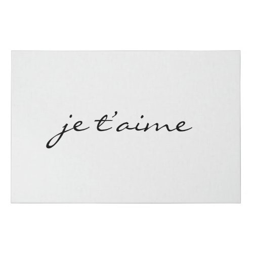 je taime I Love You French Chic Black  White Faux Canvas Print