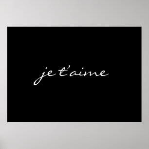 je t’aime I Love You French Chic Black & White Poster