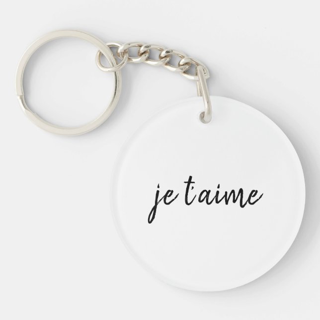 🖤 Je t’aime I love you French Chic Custom Acrylic Keychain (Front)