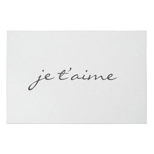 je taime I Love You French Chic Grey  White Faux Canvas Print