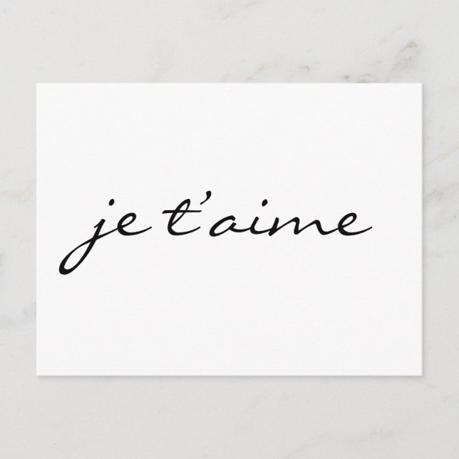 Je t’aime I love you in French Chic Black & White Postcard (Front)