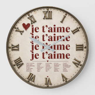 Je T’aime in Many Languages Romantic Large Clock
