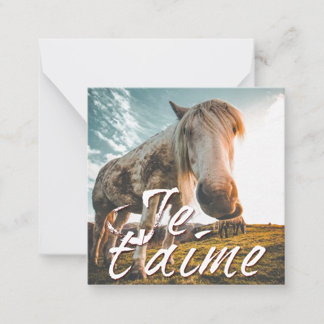 Je t'aime avec regardé cheva note card (Front)