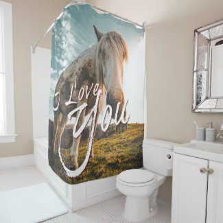 Je t'aime avec regardé cheva shower curtain