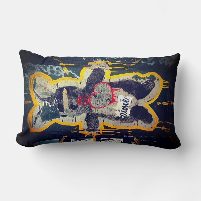 Je T'aime Bunny Streetart Pillow (Front)