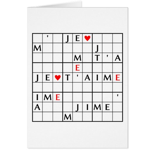 je t'aime cards (Front)