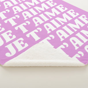 Je T'aime French I Love You Cute Violet Pink Sherpa Blanket