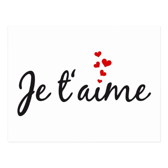 Je T Aime French Word Art With Hearts Postcard Zazzle Com