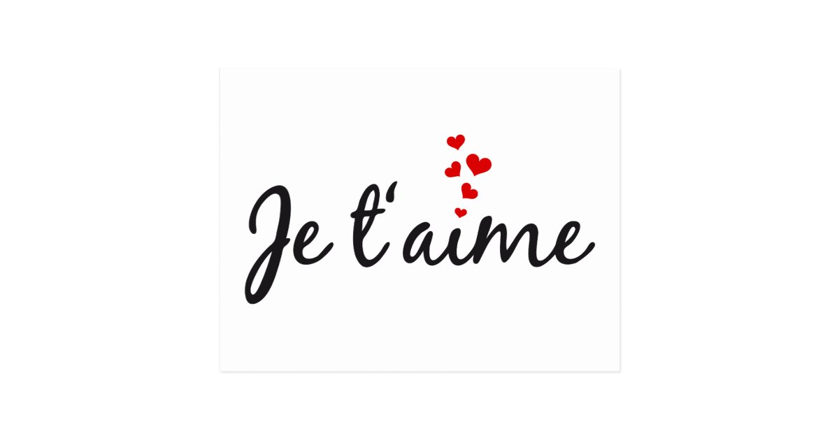 Je t'aime, French word art with hearts Postcard | Zazzle