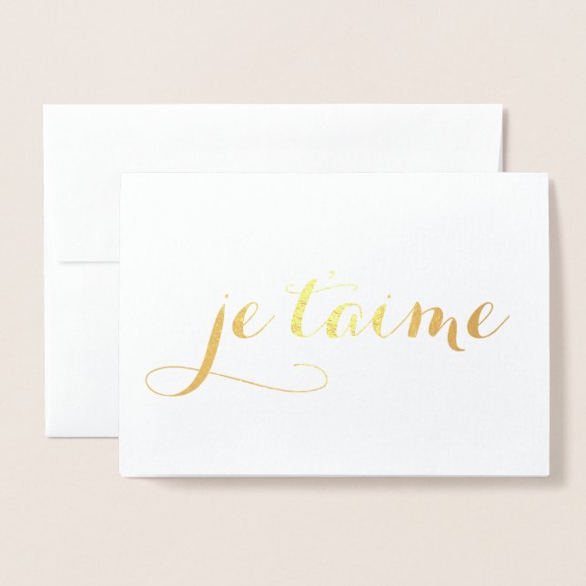 je t'aime gold foil foil card (Front With Envelope)